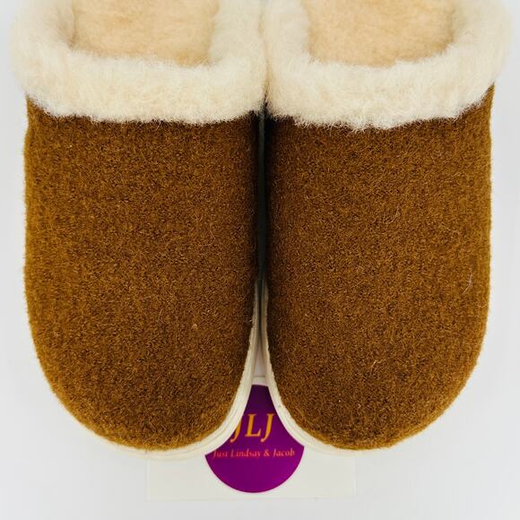 Born Women's Zoe 100% Wool Shearling Lined Slippers Cognac Brown Wool Size 6 - Picture 5 of 13